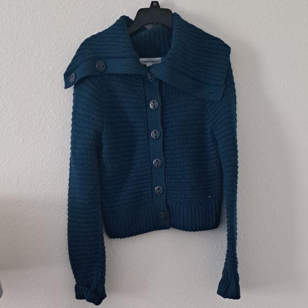 Calvin Klein Deep Blue Button-Up Cardigan
